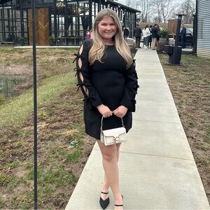 Tuckernuck Hyacinth House Black Long Sleeve Dress with Bow Accents